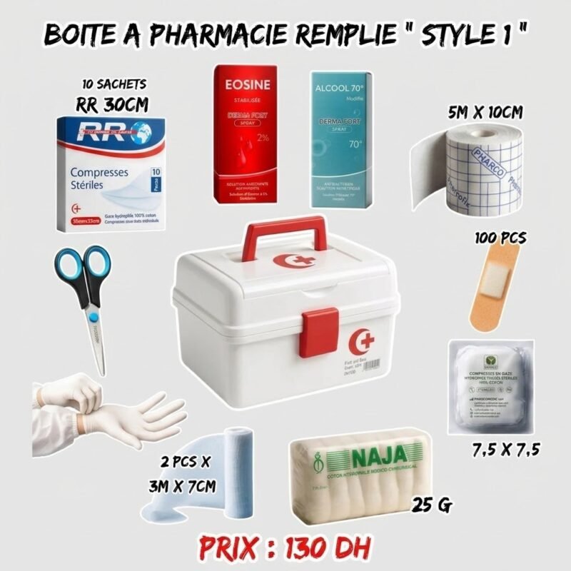 BOITE A PHARMACIE { STYLE 1 } REMPLIE