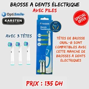 BROSSE A DENTS ELECTRIQUE AVEC PILES { AVEC 3 TETES }
