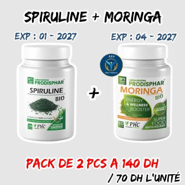 SPIRULINE 120 GELULES + MORINGA 60 GELULES