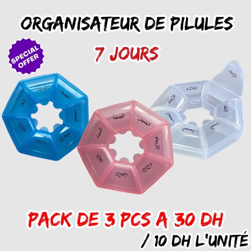 ORGANISATEUR DE PILULES { ROSE + BLEU + BLANC }