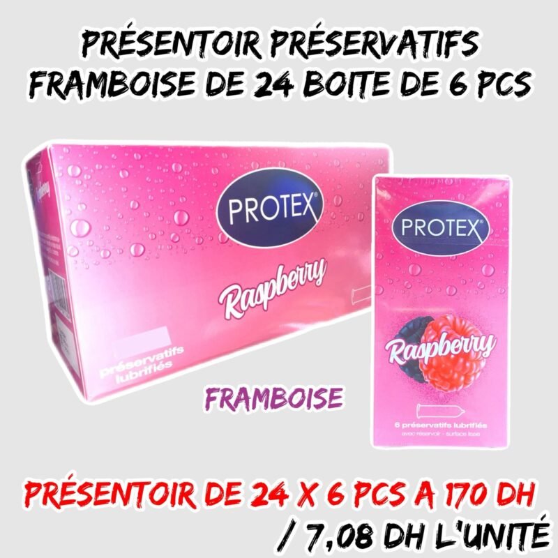 PRESENTOIR PRESERVATIFS FRAMBOISE DE 24 BOITE DE 6 PCS