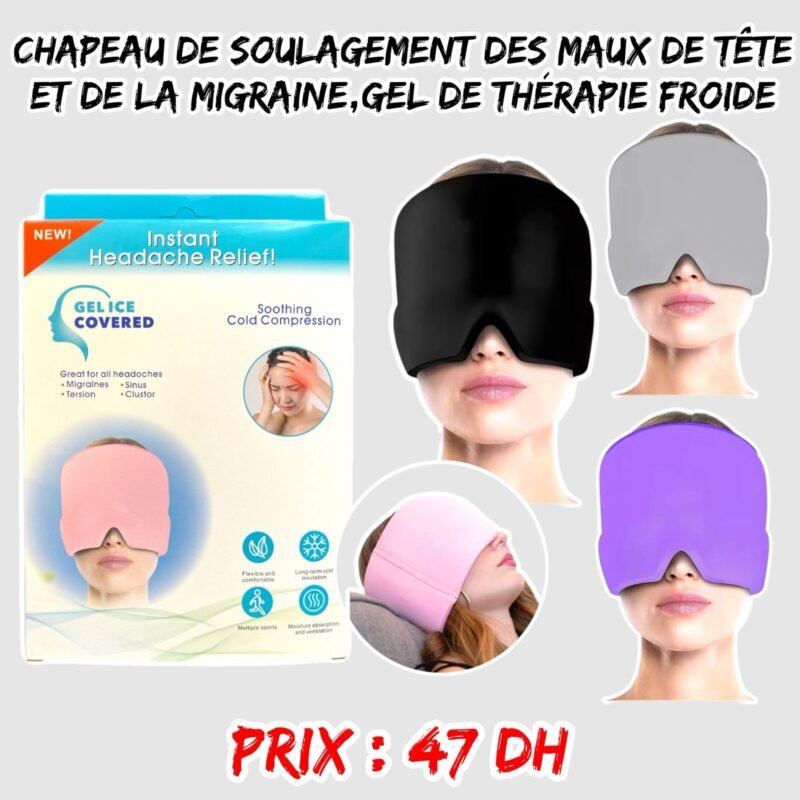 CHAPEAU DE SOULAGEMENT DES MAUX DE TÊTE ET DE LA MIGRAINE, GEL DE THÉRAPIE FROIDE
