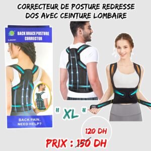 CORRECTEUR DE POSTURE REDRESSE DOS AVEC CEINTURE LOMBAIRE CJ682401 XL