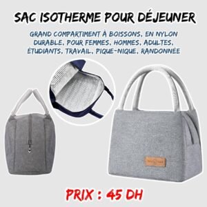 SAC ISOTHERME POUR DEJEUNER GRIS