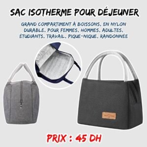SAC ISOTHERME POUR DEJEUNER NOIR