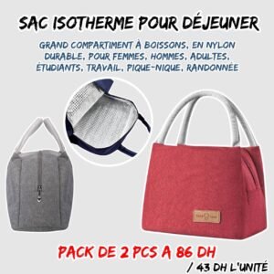 SAC ISOTHERME POUR DEJEUNER ROUGE 2PCS
