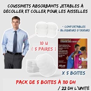 COUSSINETS ABSORBANTS JETABLES À DÉCOLLER ET COLLER POUR LES AISSELLES