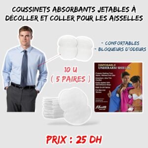 COUSSINETS ABSORBANTS JETABLES À DÉCOLLER ET COLLER POUR LES AISSELLES