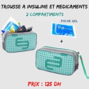 TROUSSE A INSULINE ET MEDICAMENTS 2 COMPARTIMENTS VERT