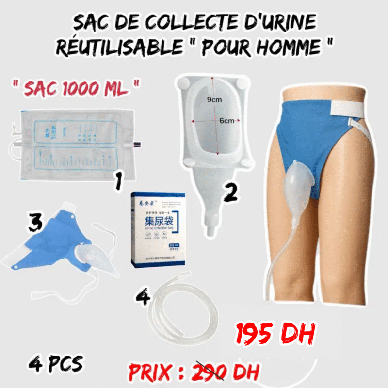 SAC URINAIRE POUR HOMMES AVEC COLLECTEUR D'URINOIRS { REUTILISABLE }