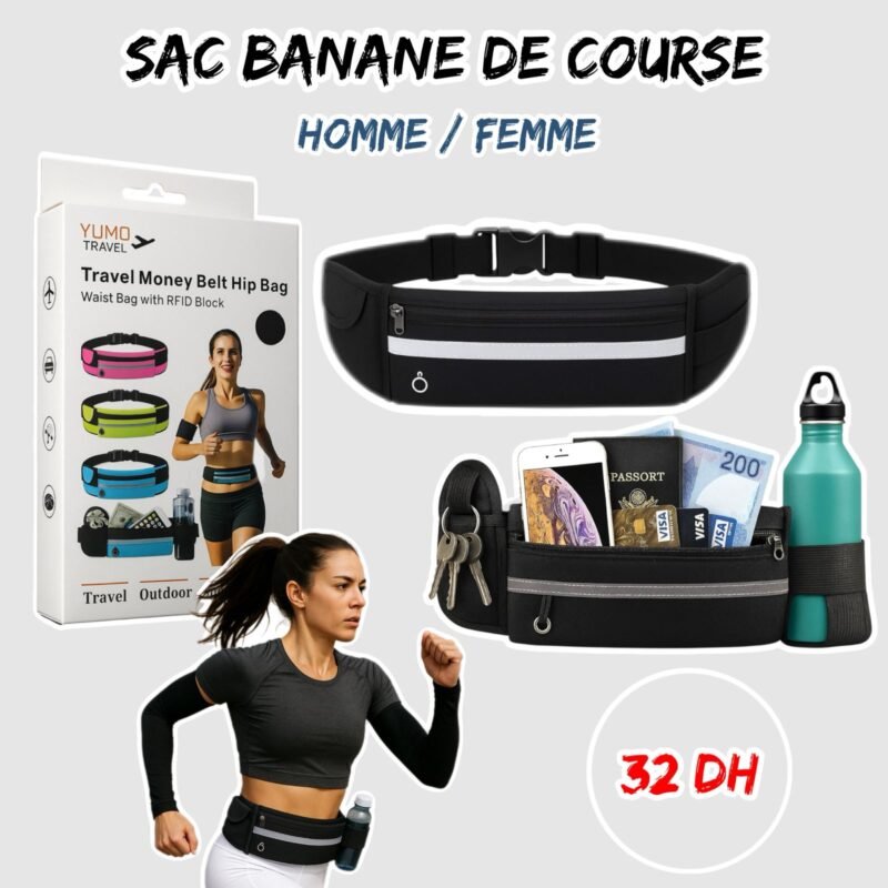 SAC BANANE DE COURSE { NOIR }