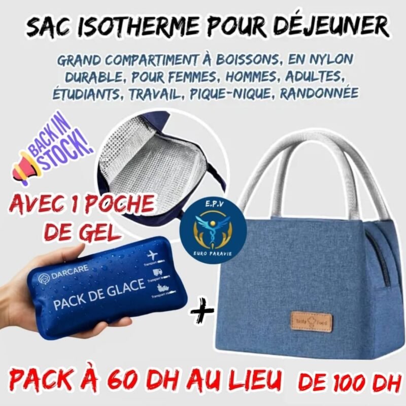 SAC ISOTHERME POUR DEJEUNER  + POCHE GEL