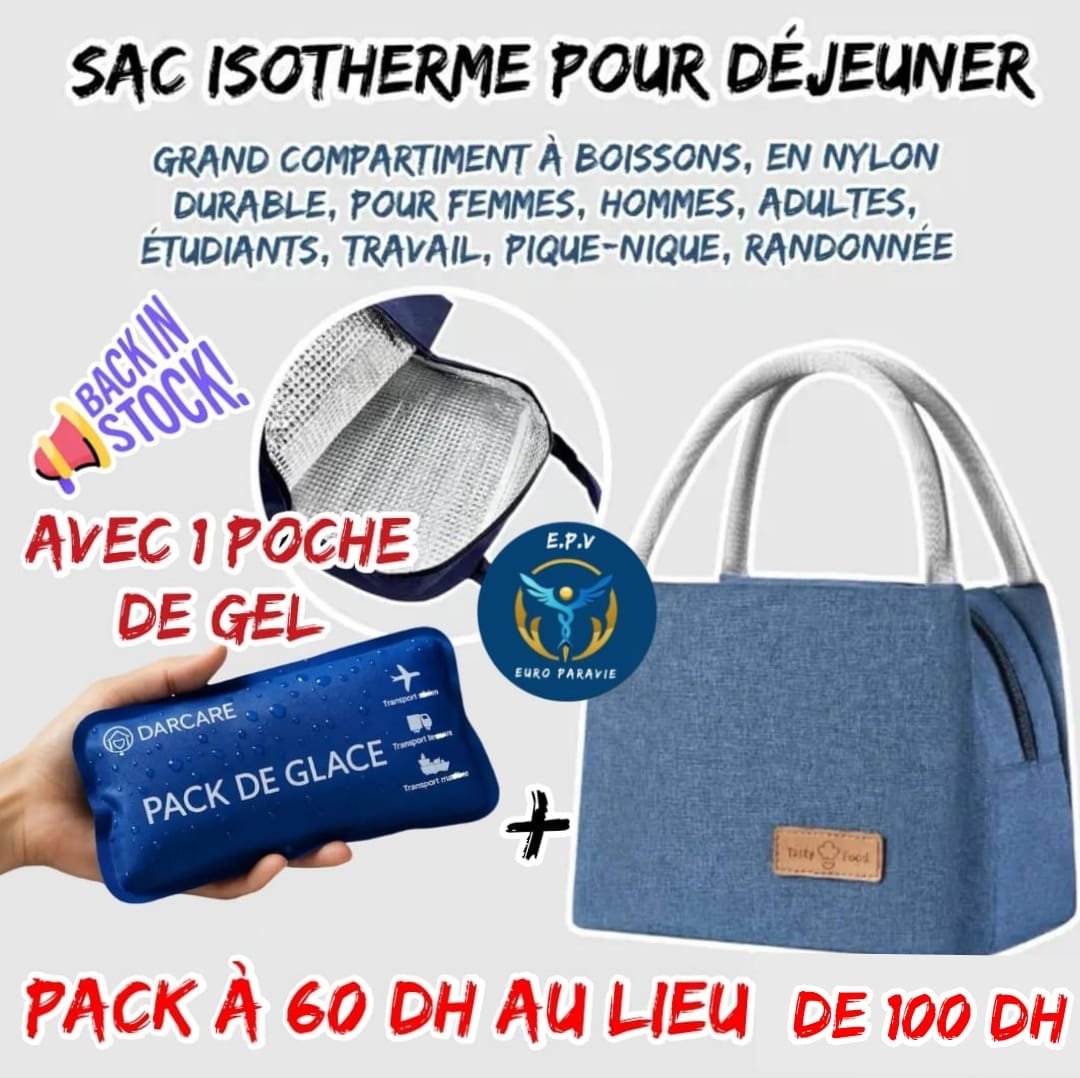 SAC ISOTHERME POUR DEJEUNER + POCHE GEL