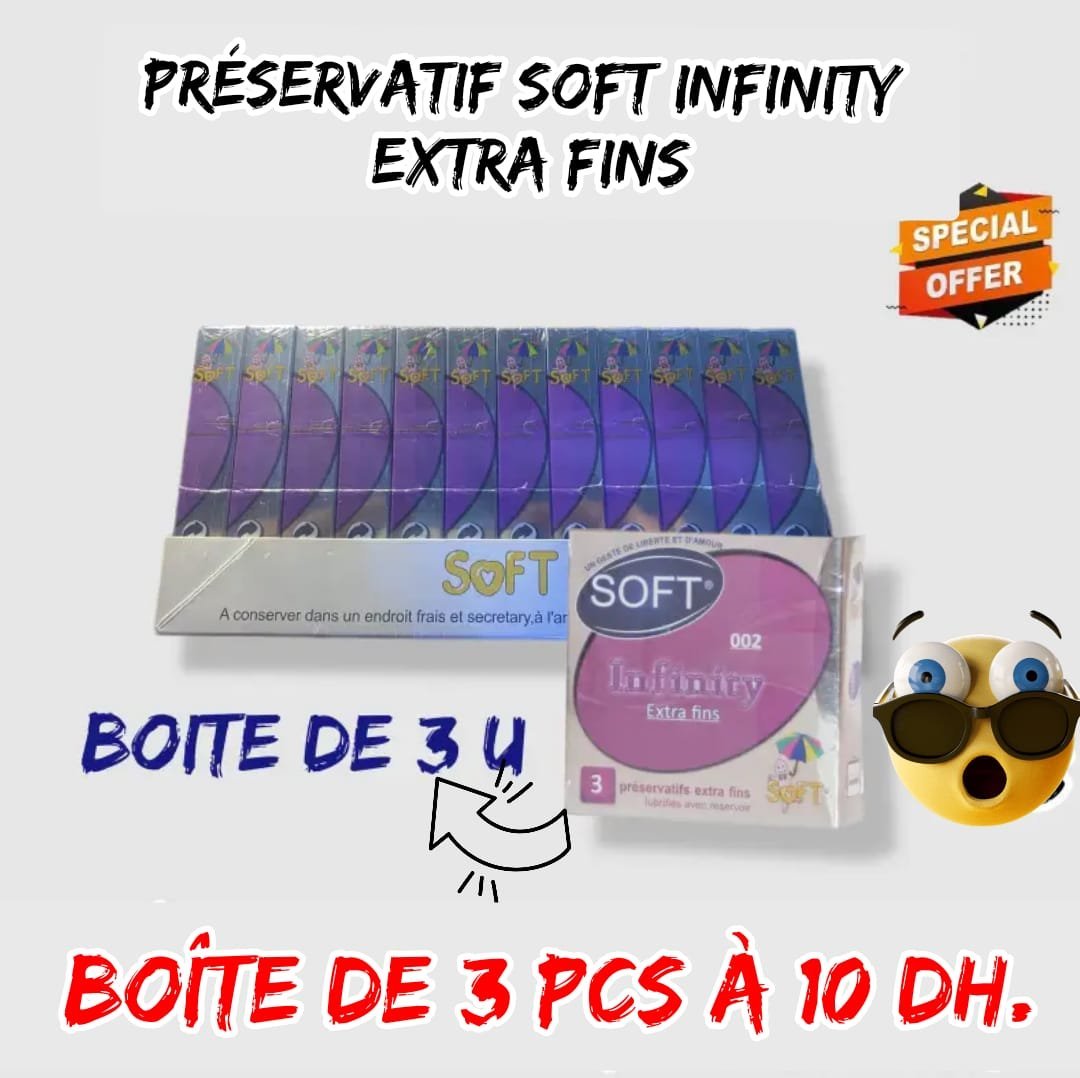 Préservatif soft infinity extra fins. Boîte de 3 Pcs.