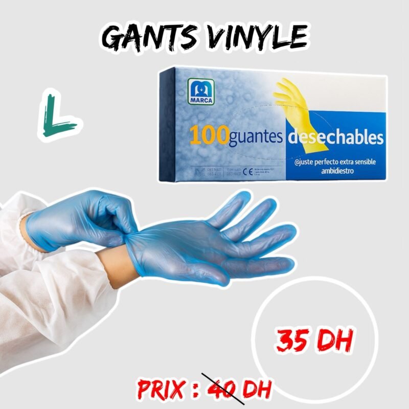 GANTS VINYLE BLEU L
