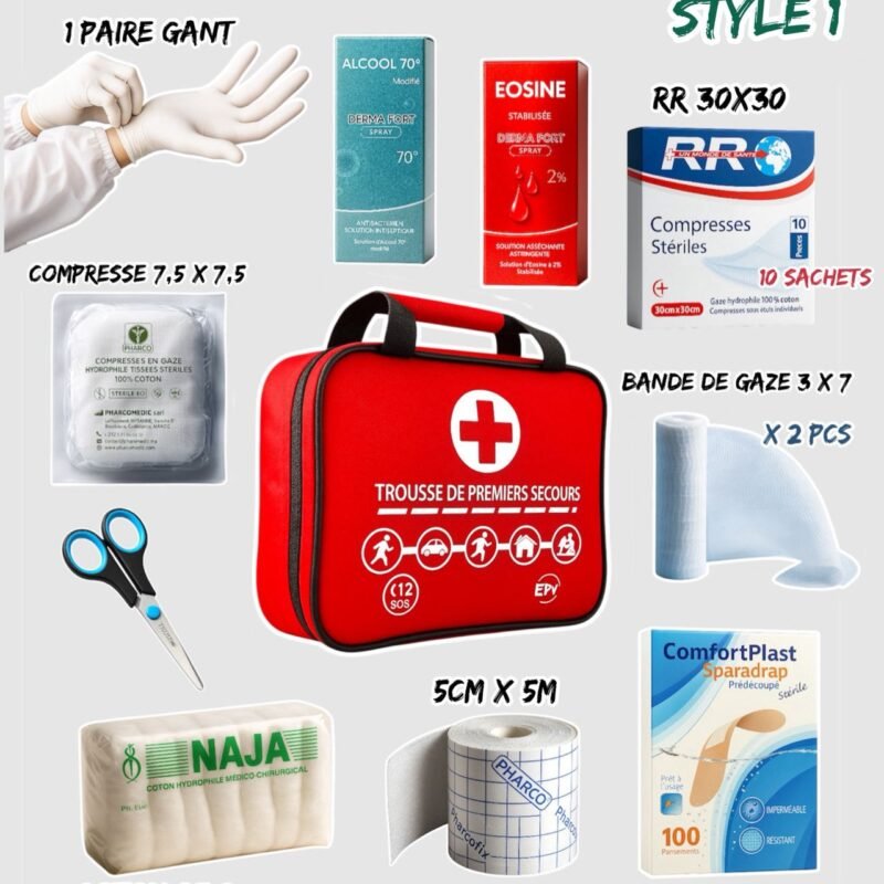 TROUSSE A PHARMACIE DE PREMIER SECOURS REMPLIE STYLE 1