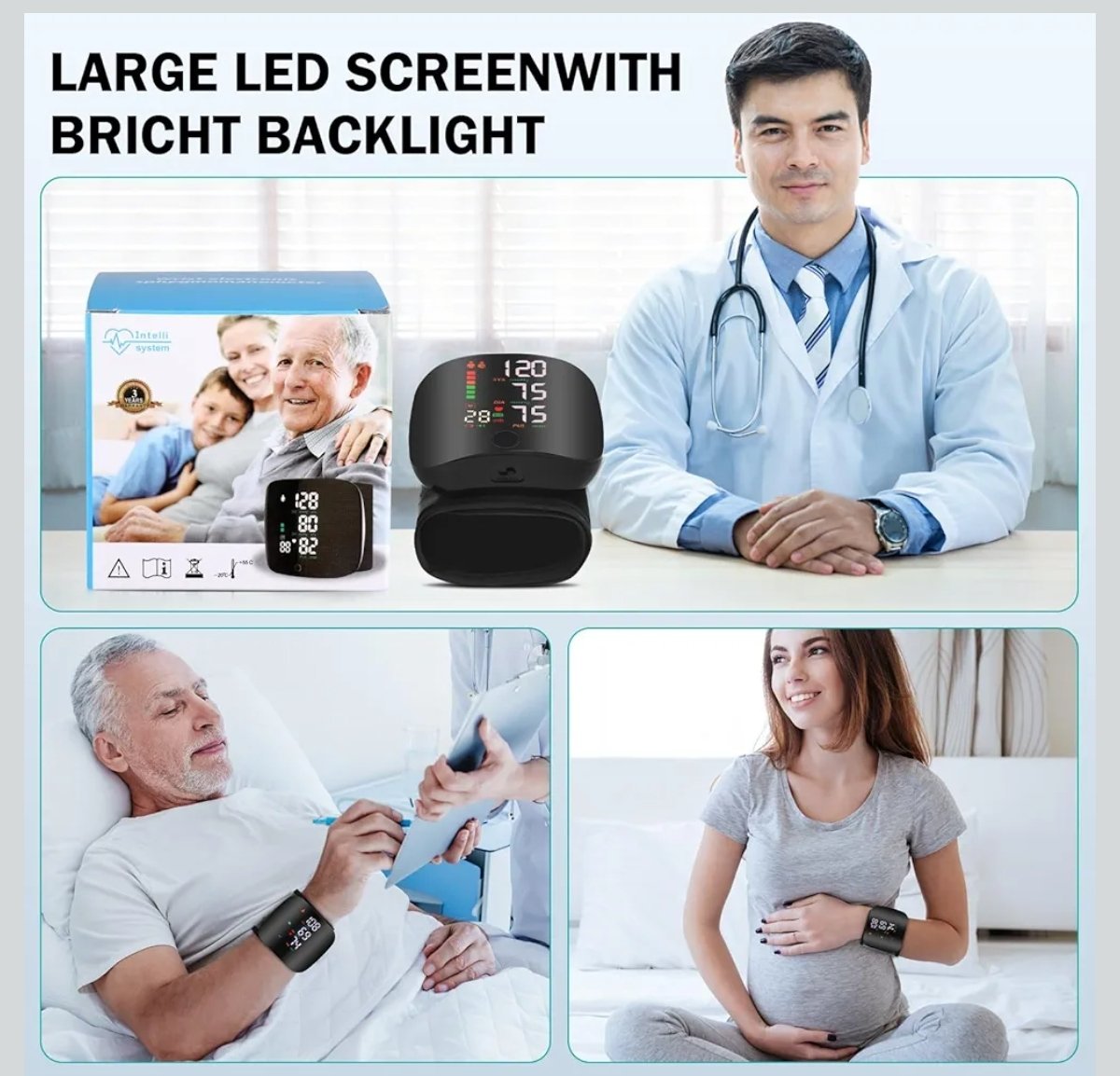 tensiomètre de poignet LED Smart Voice Machine de fréquence cardiaque.
-rechargeable- . – Image 6