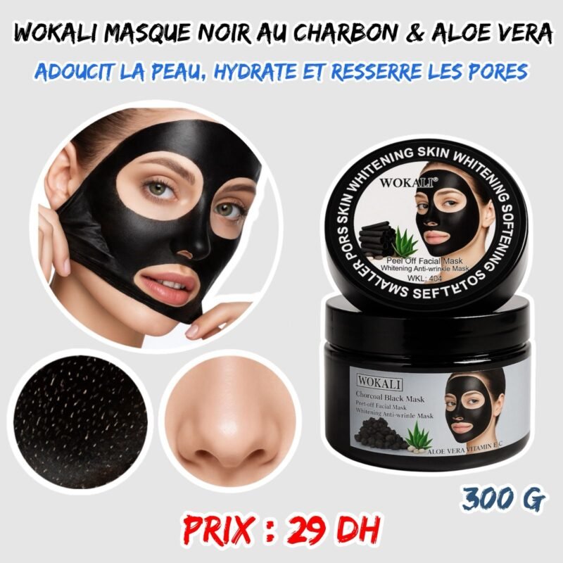 MASQUE visage wokali NOIR { CHARBON + ALOE VERA }