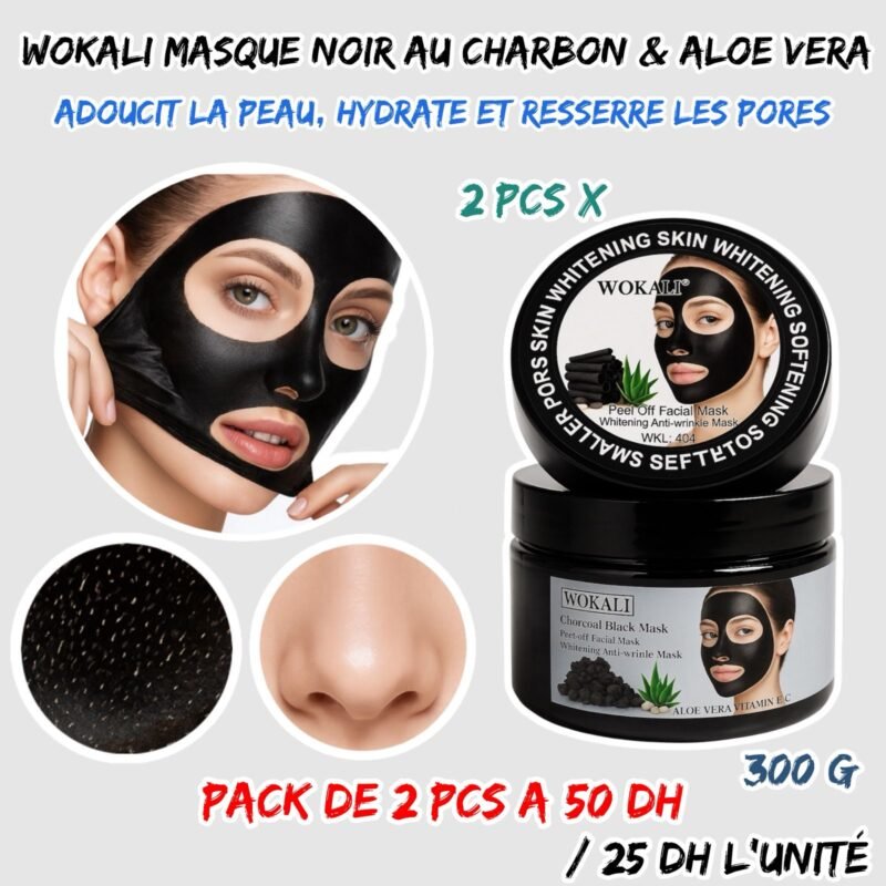 MASQUE vissage wokali NOIR { CHARBON + ALOE VERA }