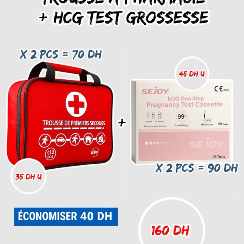 TROUSSE A PHARMACIE { 2PCS }+ HCG TEST GROSSESSE { 2PCS }