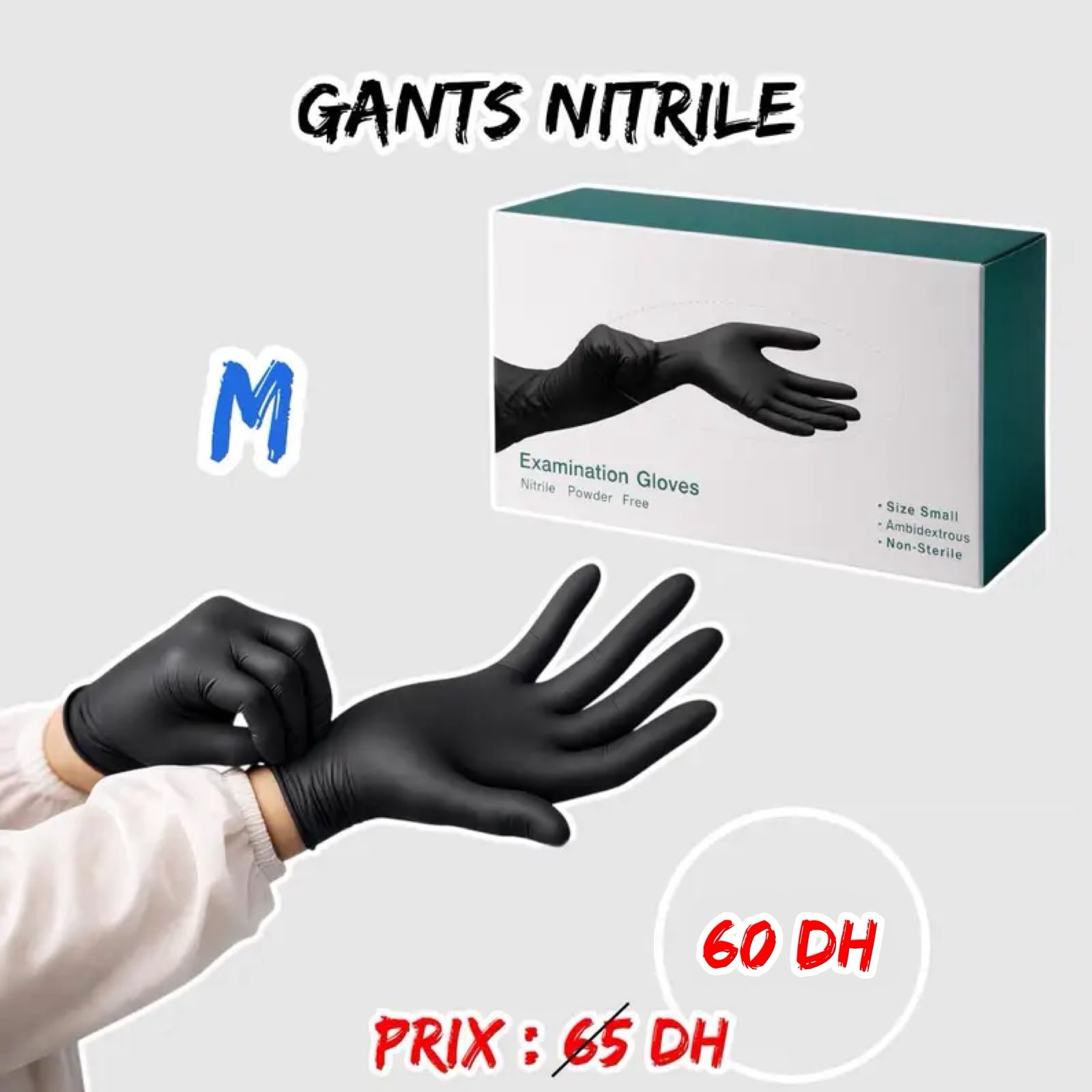 GANTS NITRILE NOIR { M }