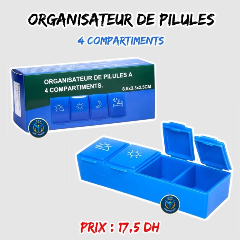 ORGANISATEUR DE PILULES { 4 COMPARTIMENTS }