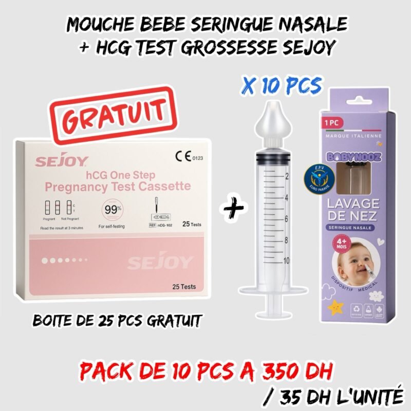 MOUCHE BEBE SERINGUE NASALE + HCG TEST DE GROSSESSE { SEJOY } GRATUIT
