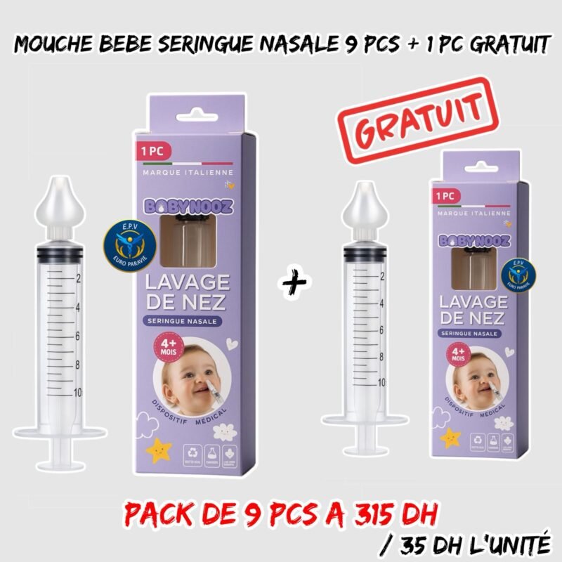 MOUCHE BEBE SERINGUE NASALE 9 PCS + 1 GRATUIT
