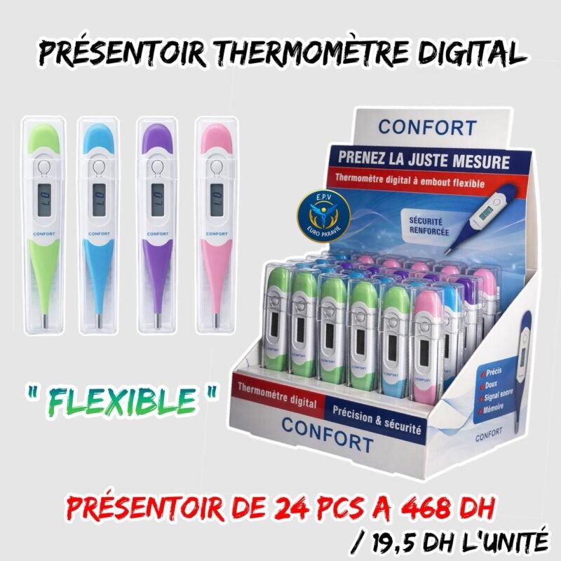 PRESENTOIR THERMOMETRE DIGITAL FLEXIBLE 24 PCS { CONFORT }