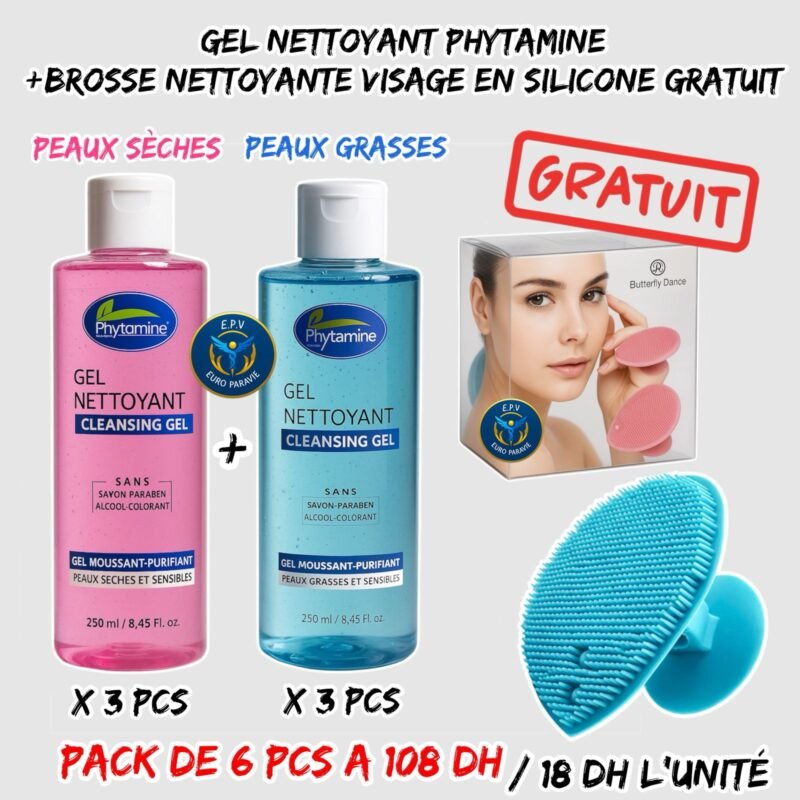 GEL NETTOYANT { PHYTAMINE } + BROSSE NETTOYANTE EN SILICONE GRATUIT