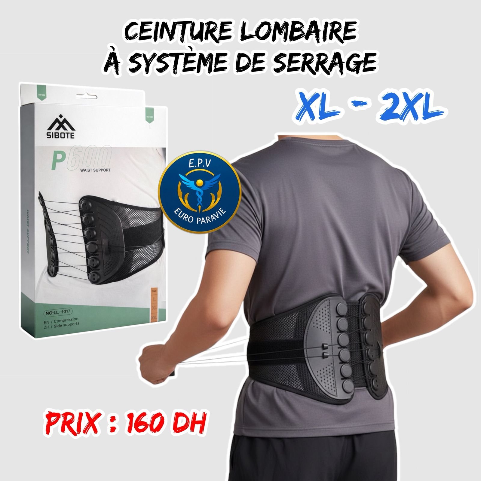 CEINTURE LOMBAIRE A SYSTEME DE SERRAGE LL-1017 { XL-2XL }