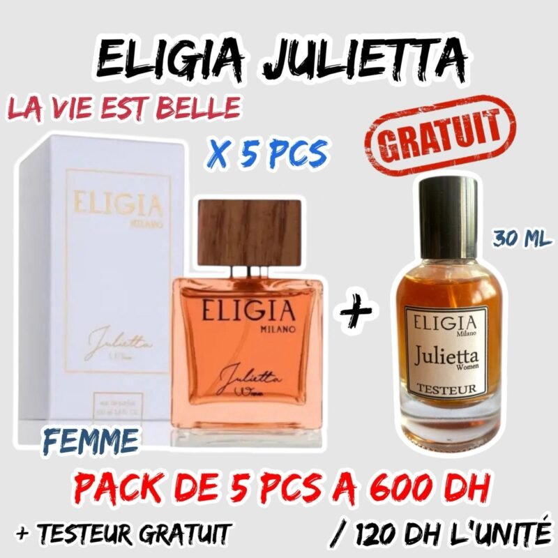 ELIGIA JULIETTA.(5pcs+1 testeur gratuit)
(Flacon de 100 ml)