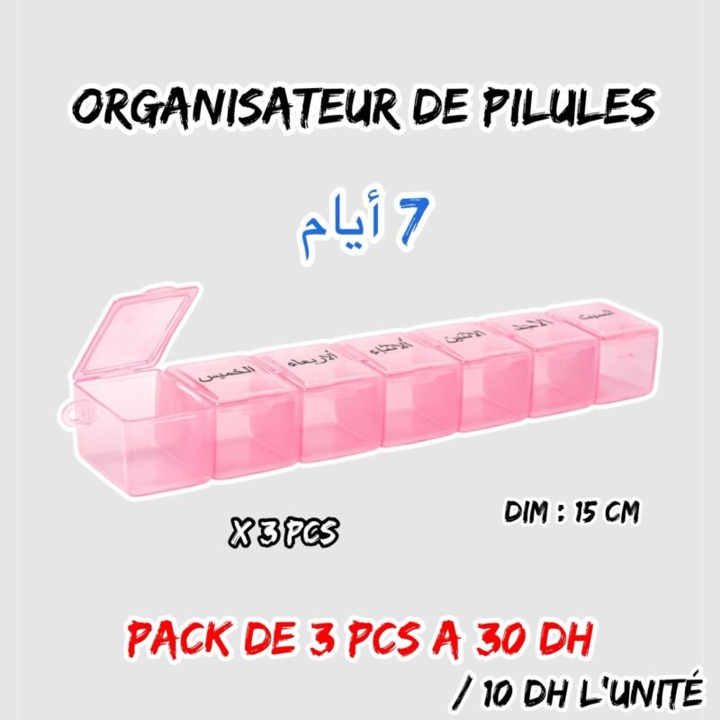 ORGANISATEUR DE PILULES 7 JOURS ROSE