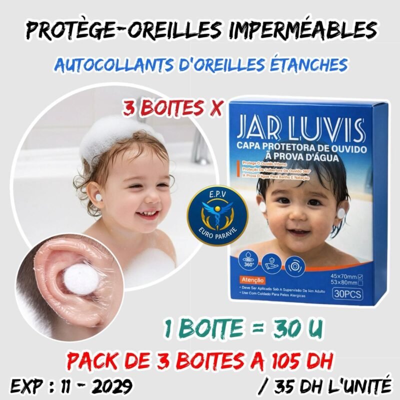 PROTEGE D’OREILLE BEBE IMPERMÉABLES { 3 BOITES : 90U }