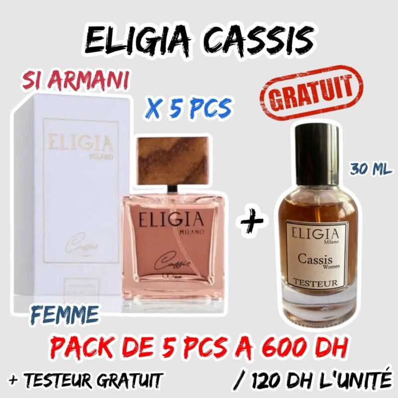 ELIGIA cassis pour femme. Pack de 5+testeur gratuit.