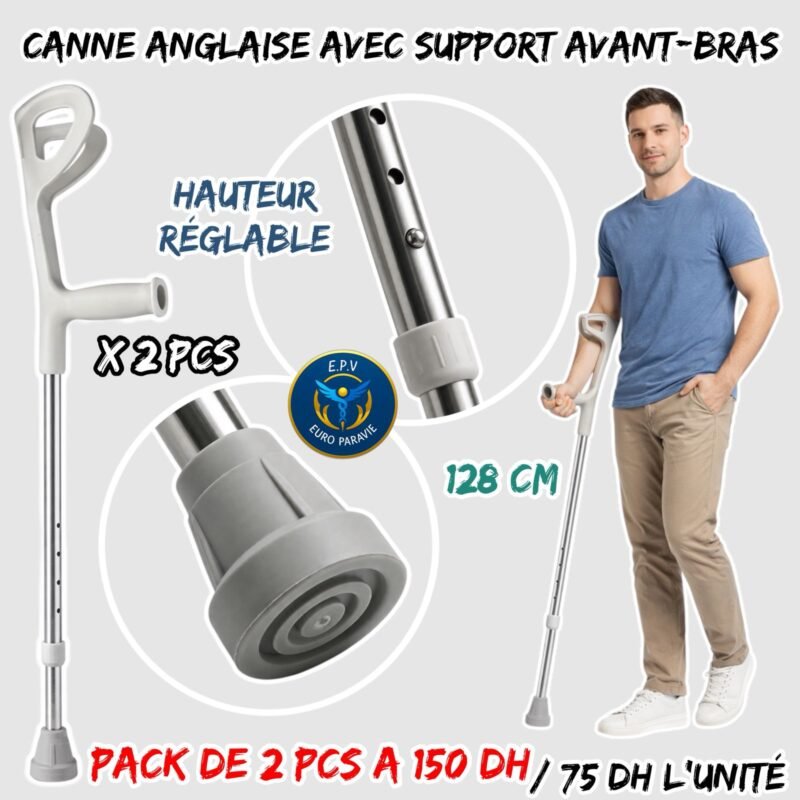 CANNE ANGLAISE AVEC SUPPORT AVANT-BRAS X 2PCS