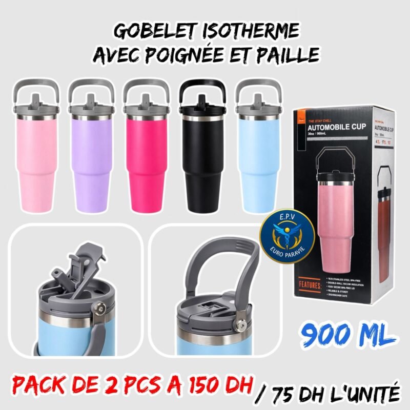 GOBELET ISOTHERME 900ML 2PCS AU CHOIX