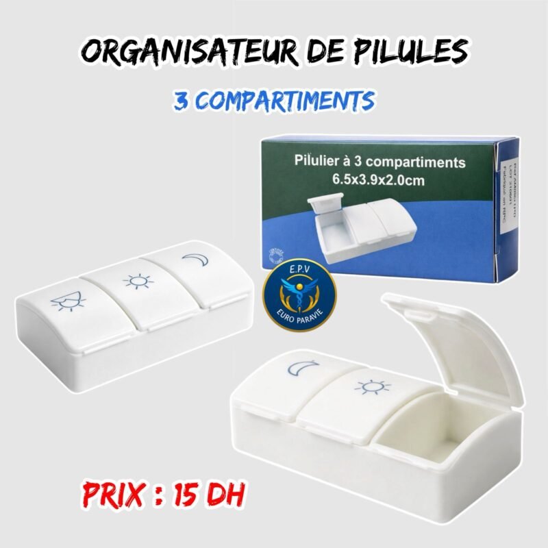 ORGANISATEUR DE PILULES { 3 COMPARTIMENTS }