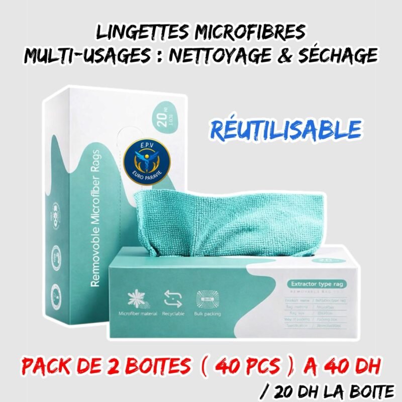 LINGETTES MICROFIBRES REUTILISABLE 40PCS
