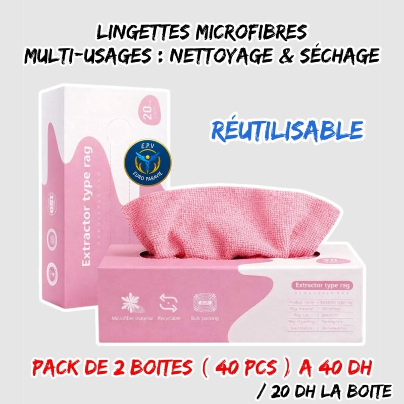 LINGETTES MICROFIBRES REUTILISABLE 40PCS