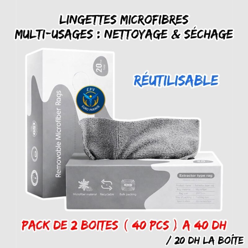 LINGETTES MICROFIBRES REUTILISABLE 40PCS