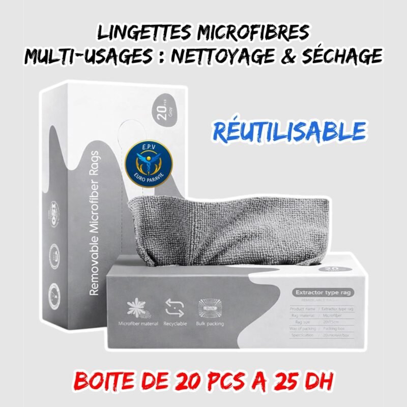 LINGETTES MICROFIBRES REUTILISABLE 20PCS