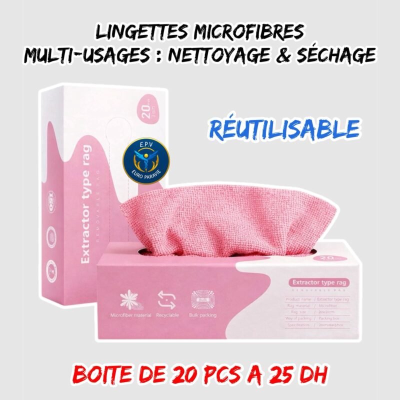 LINGETTES MICROFIBRES REUTILISABLE 20PCS