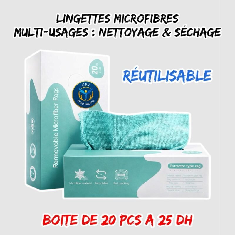 LINGETTES MICROFIBRES REUTILISABLE 20PCS