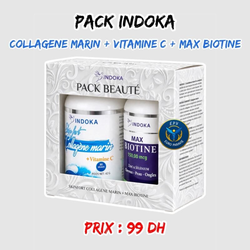 INDOKA PACK BEAUTE { COLLAGENE MARIN+VITAMINE C + MAX BIOTINE }