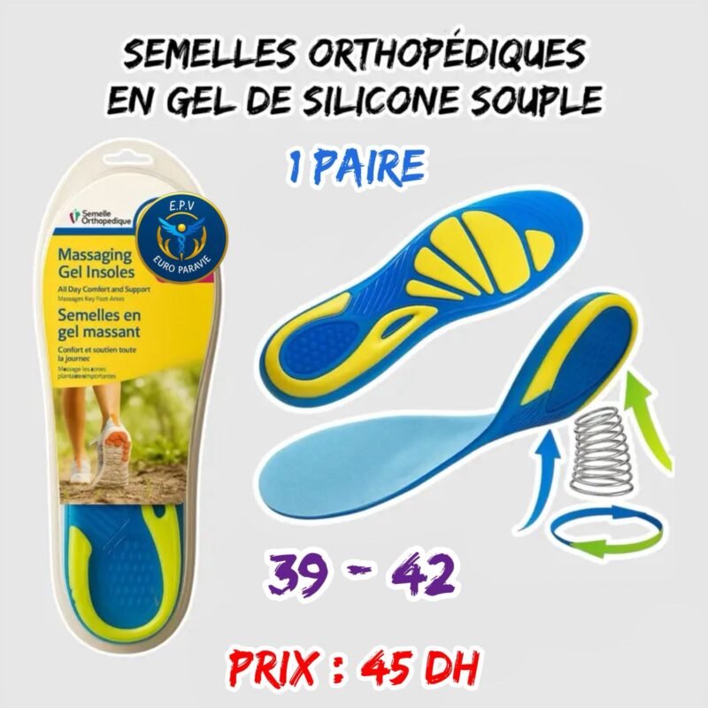 SEMELLES ORTHOPEDIQUES EN GEL DE SILICONE SOUPLE 39-42