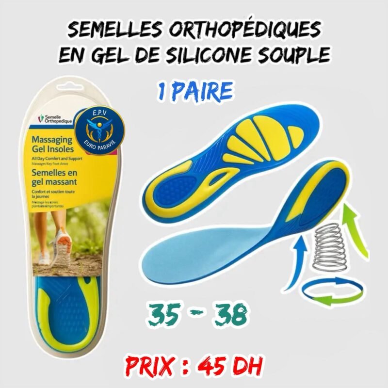 SEMELLES ORTHOPEDIQUES EN GEL DE SILICONE SOUPLE 35-38