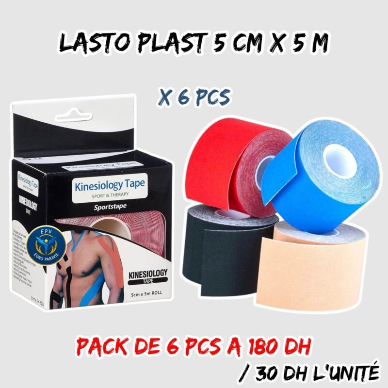 LASTO PLAST 5CM X 5M { BANDE KINESIOLOGIQUE }