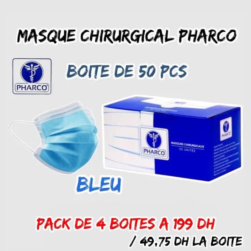 MASQUE PHARCO CHIRURGICAL BLEU 4 BOITES { BAVETTES }