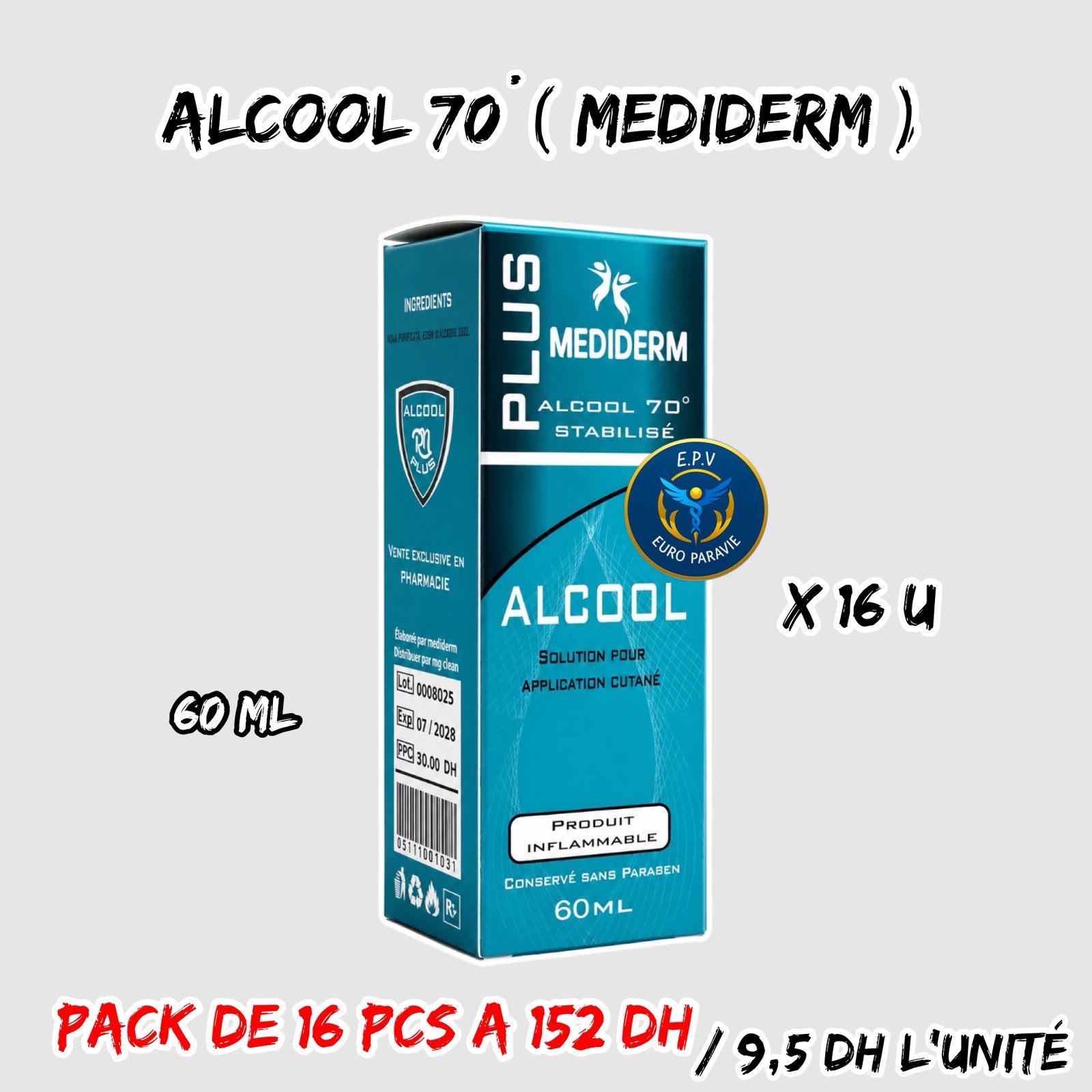 ALCOOL 70° 60ML { MEDIDERM }